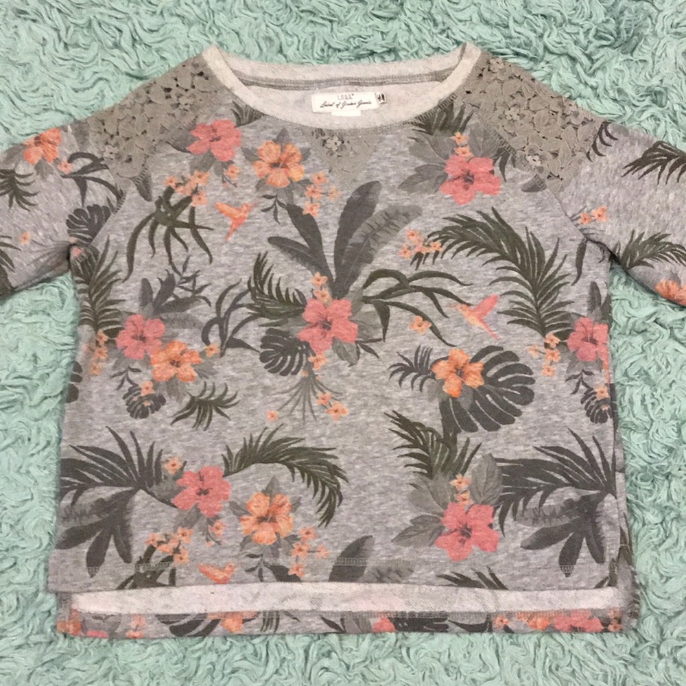 girls floral cropped sweater